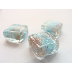 kostička, barva, zdobena zlatým žíháním, 12x12mm