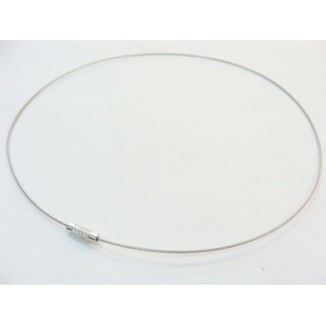 Obruč, stř&iacute;brn&aacute;, ocelov&eacute; lanko, 17,5 cm, &scaron;&iacute;řka dr&aacute;tu 1 mm