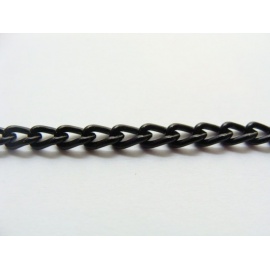 řetízek, barva černá-barvený, 100 cm, 4x5.2 mm