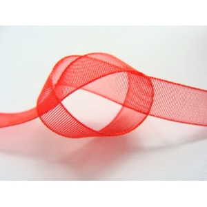 organza,  barva červená , šířka 6 mm
